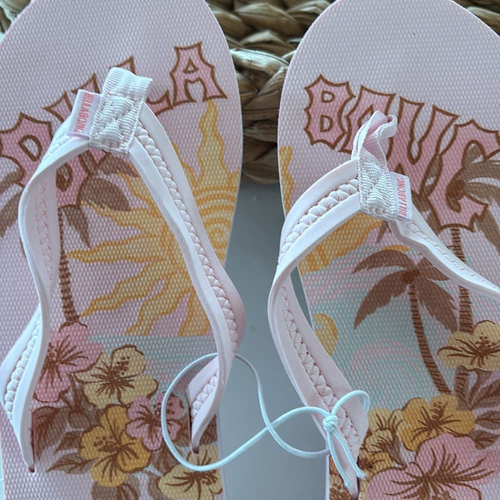 Billabong Flip-Flop Sandals pink size 10 NEW - Picture 2 of 5